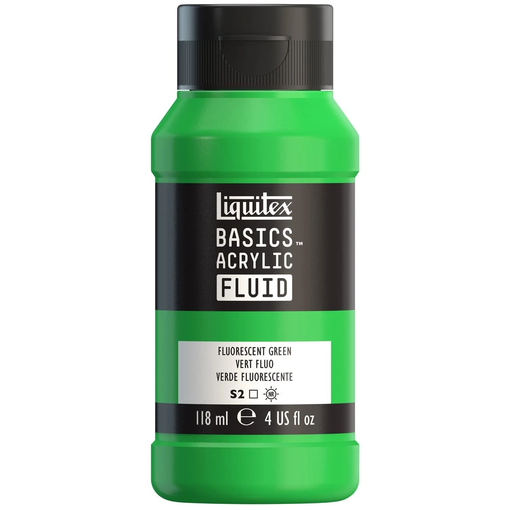 Basics Acrylic Fluid Color - Fluorescent Green 1 Basics Acrylic Fluid Color - Fluorescent Green