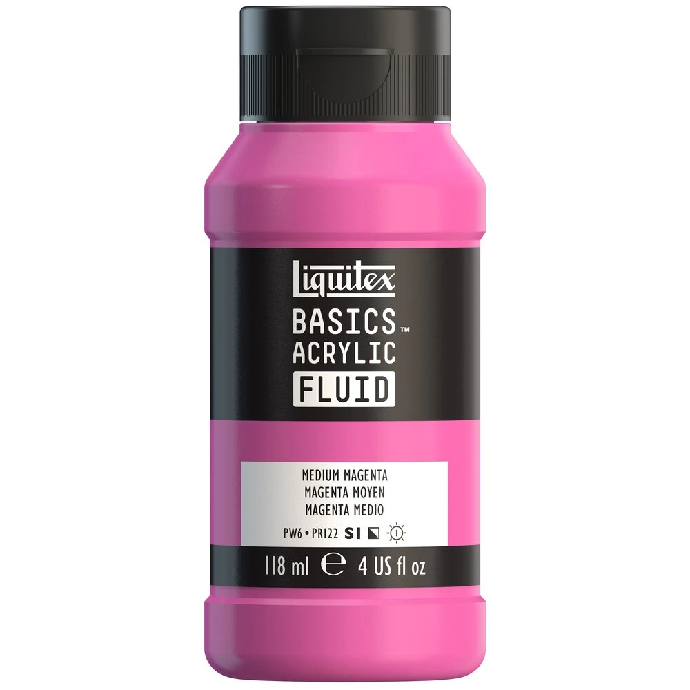 Basics Acrylic Fluid Color - Medium Magenta 1 Basics Acrylic Fluid Color - Medium Magenta