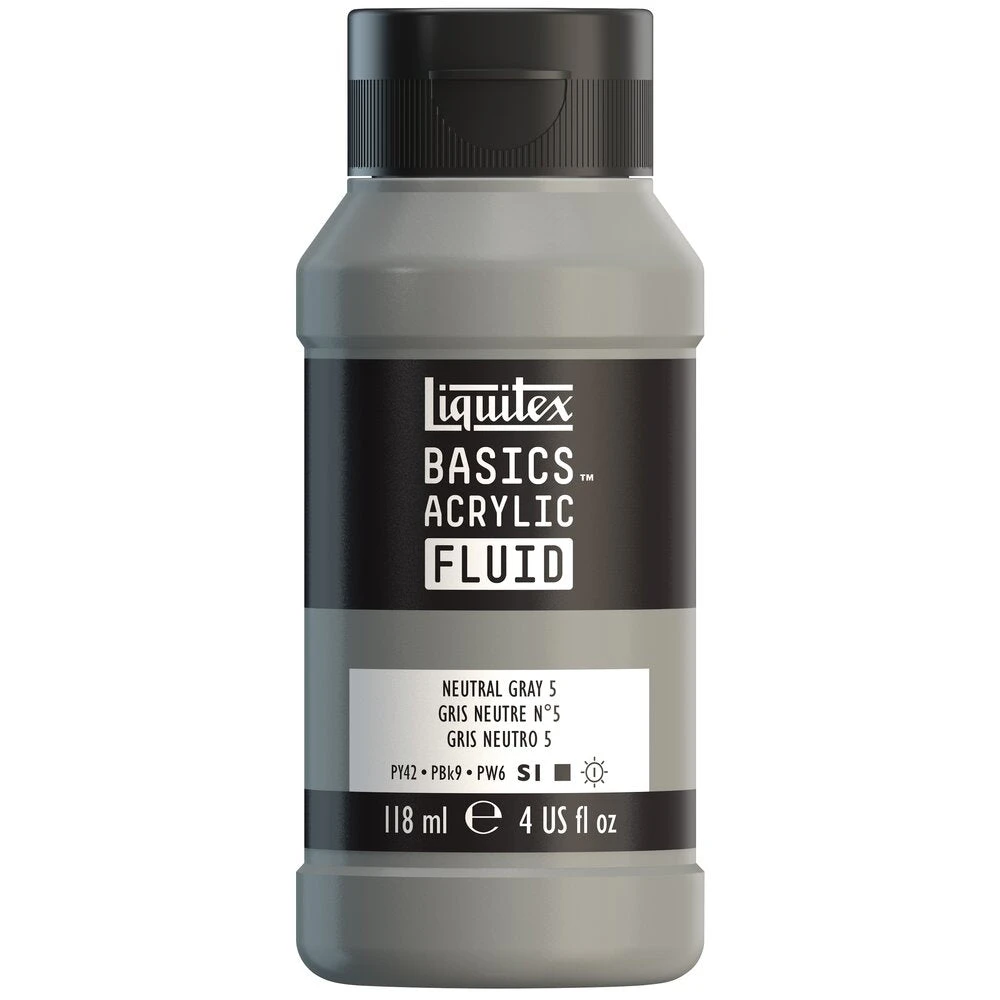 Basics Acrylic Fluid Color - Neutral Gray 5 1 Basics Acrylic Fluid Color - Neutral Gray 5