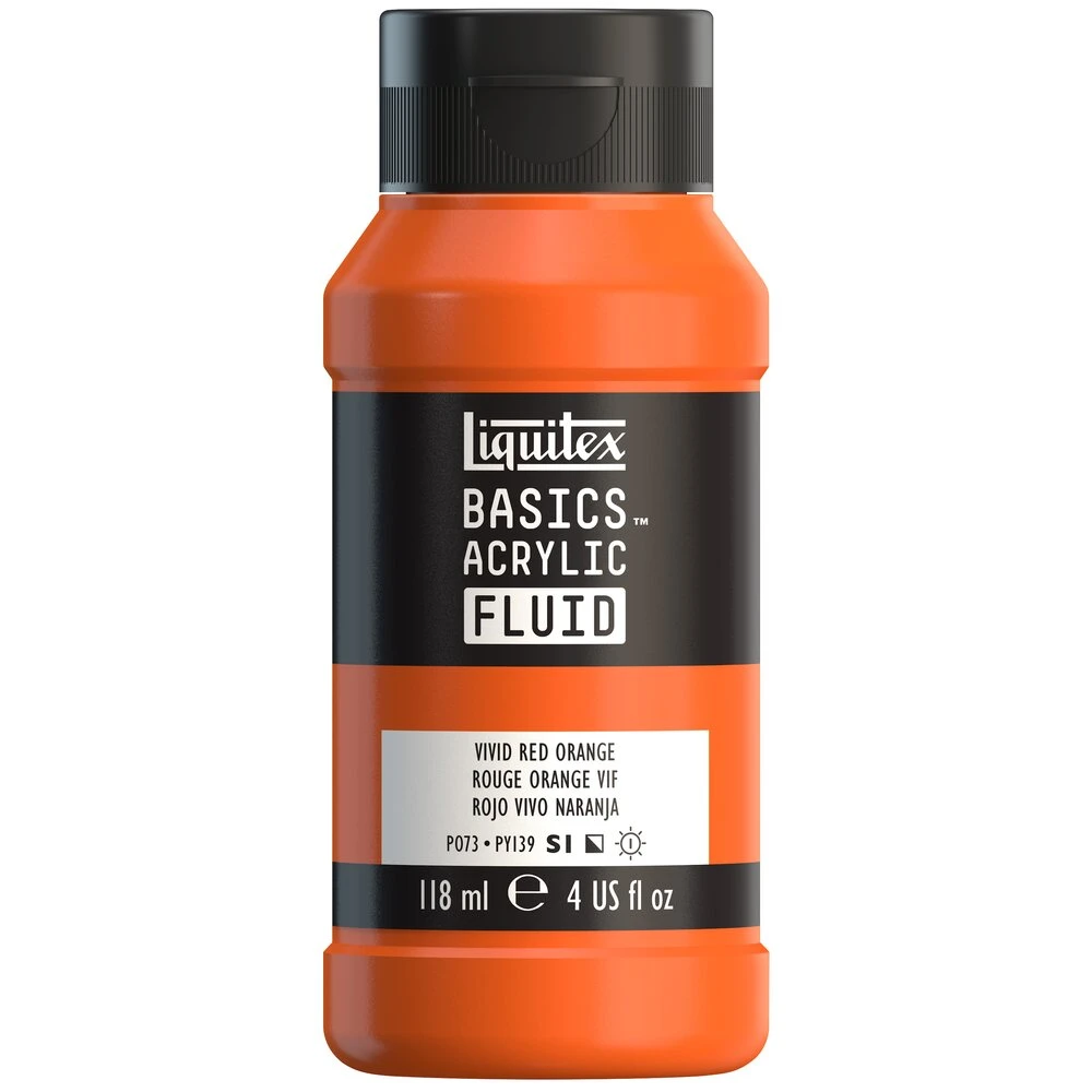 Basics Acrylic Fluid Color - Vivid Red Orange 1 Basics Acrylic Fluid Color - Vivid Red Orange