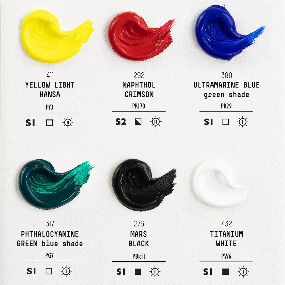 Heavy Body Acrylic Set - 6x22ml - Classics 2 Heavy Body Acrylic Set - 6x22ml - Classics - Image 2