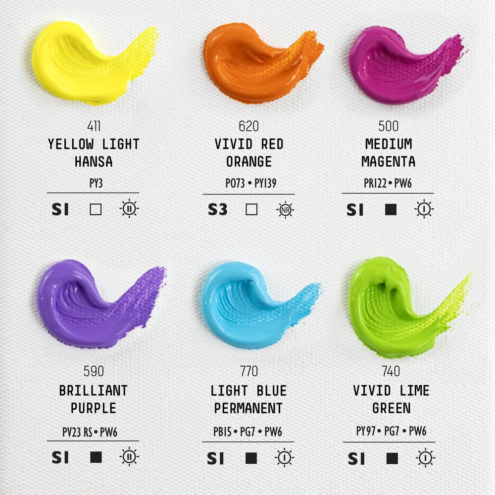 Heavy Body Acrylic Set - 6x22ml - Vibrants 2 Heavy Body Acrylic Set - 6x22ml - Vibrants - Image 2