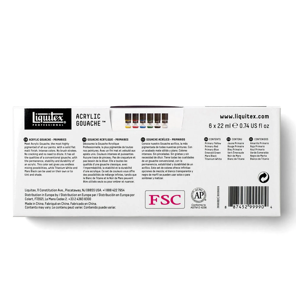 Acrylic Gouache Set - 6x22ml - Primaries 7 Acrylic Gouache Set - 6x22ml - Primaries - Image 7