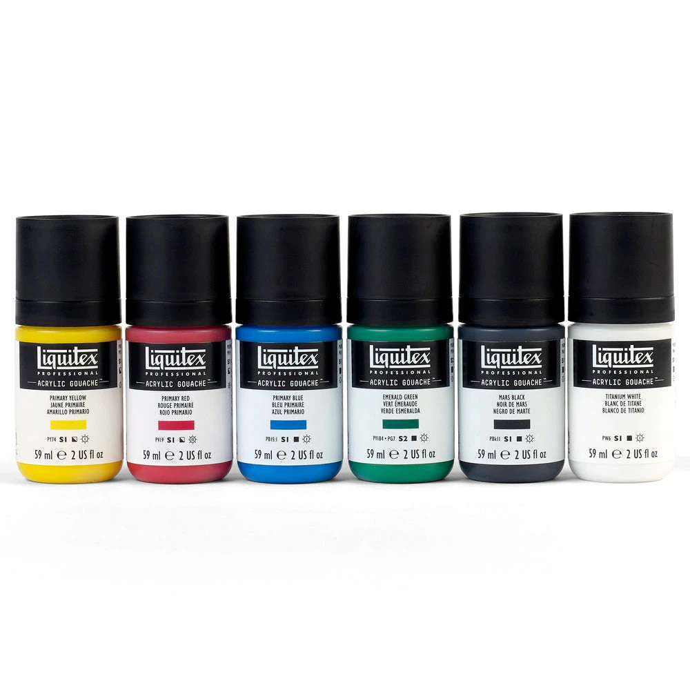 Acrylic Gouache Set - 6x59ml - Primaries 2 Acrylic Gouache Set - 6x59ml - Primaries - Image 2