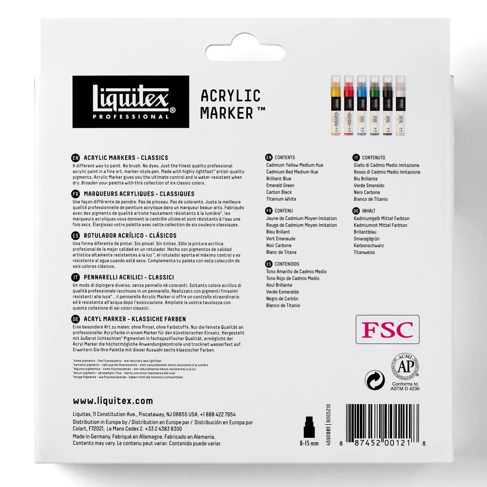 Acrylic Marker Set - 6x15mm - Classics 6 Acrylic Marker Set - 6x15mm - Classics - Image 6