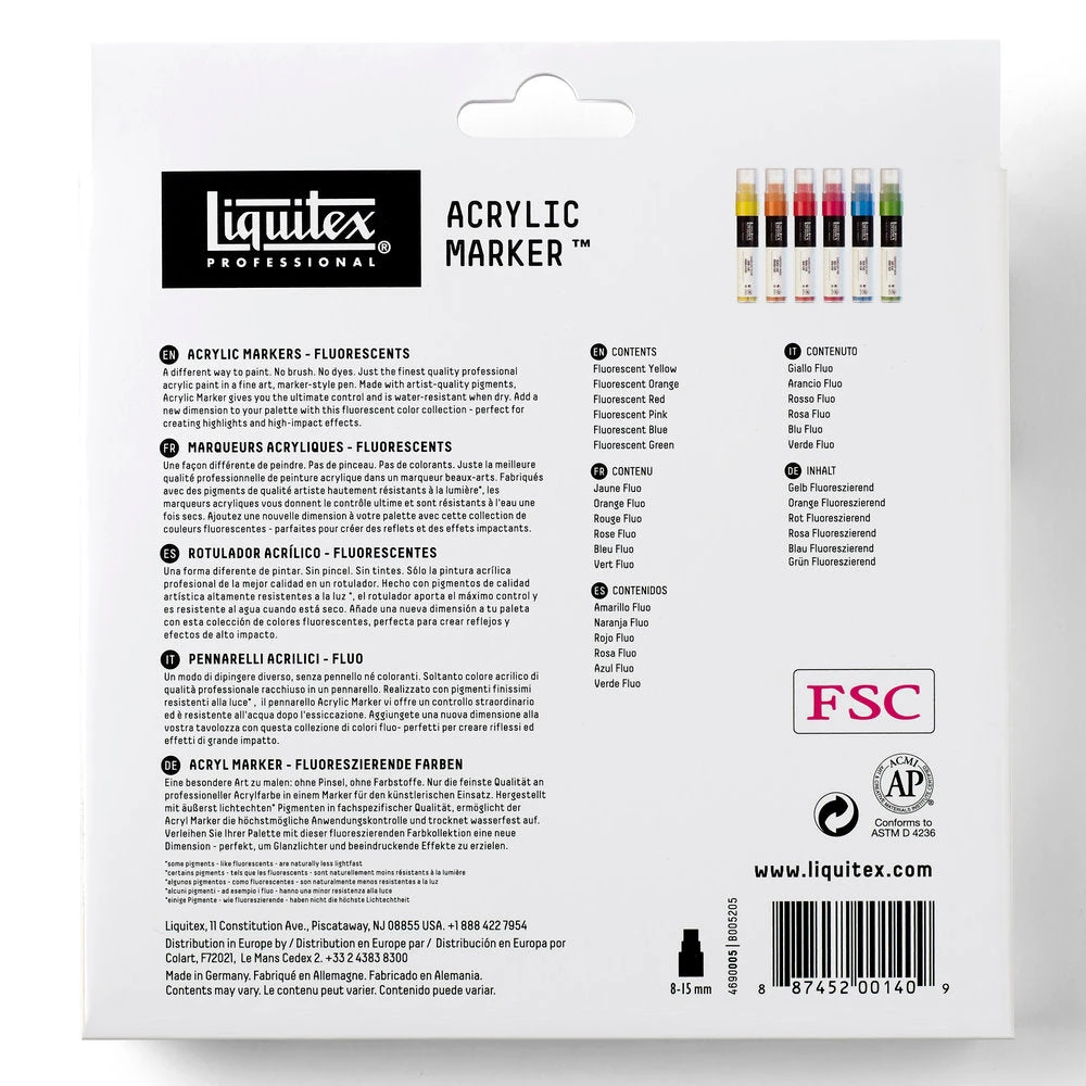 Acrylic Marker Set - 6x15mm - Fluorescents 6 Acrylic Marker Set - 6x15mm - Fluorescents - Image 6