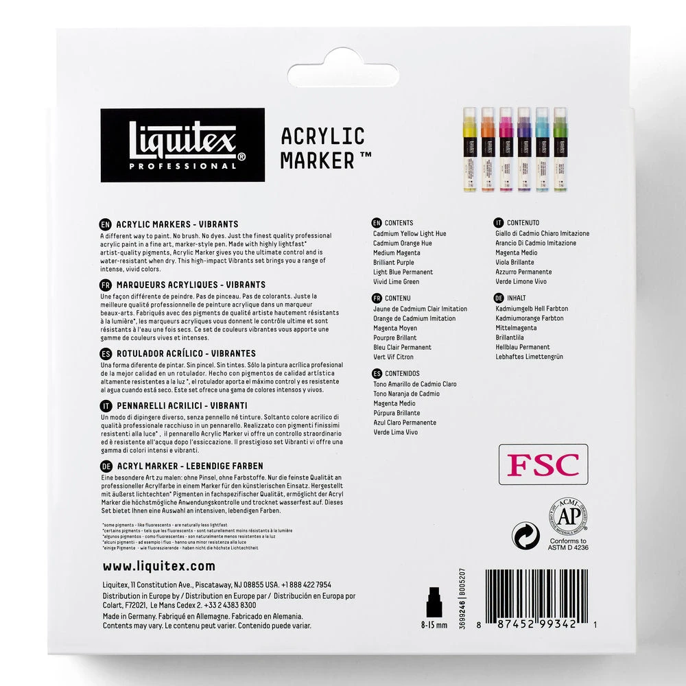 Acrylic Marker Set - 6x15mm - Vibrants 6 Acrylic Marker Set - 6x15mm - Vibrants - Image 6