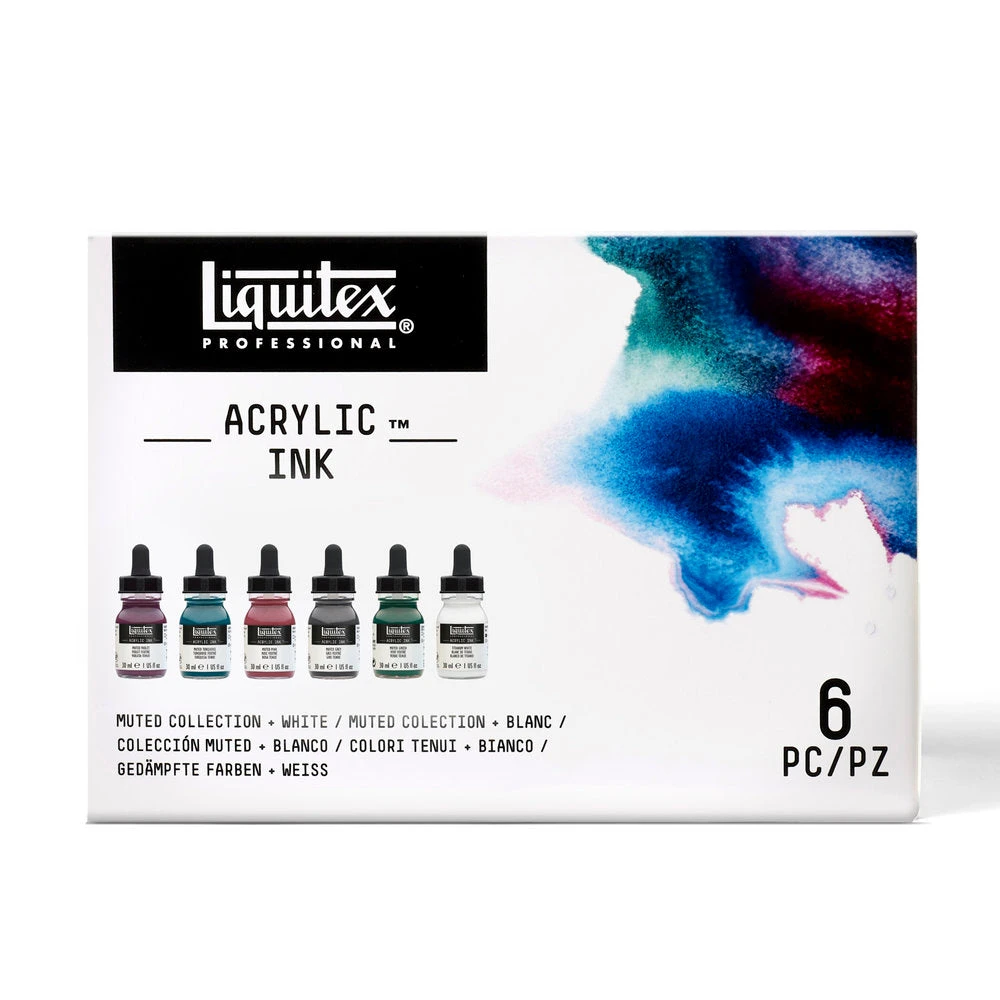 Acrylic Ink Set - 6x30ml - Muted Collection + White 1 Acrylic Ink Set - 6x30ml - Muted Collection + White