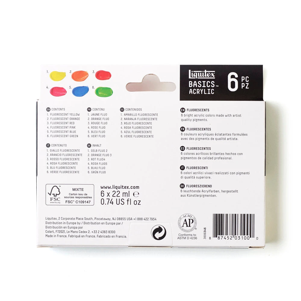 Basics Acrylic Set - 6x22ml - Fluorescents 8 Basics Acrylic Set - 6x22ml - Fluorescents - Image 8
