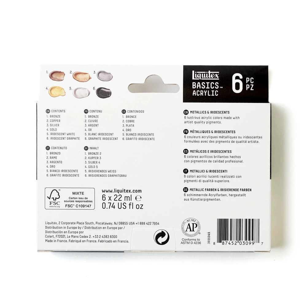 Basics Acrylic Set - 6x22ml - Metallics & Iridescents 8 Basics Acrylic Set - 6x22ml - Metallics & Iridescents - Image 8