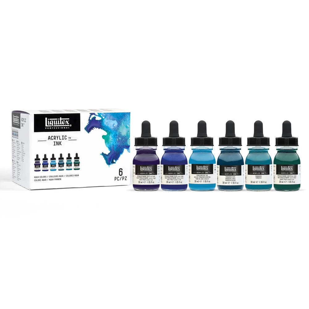 Acrylic Ink Set - 6x30ml - Aqua Colors 2 Acrylic Ink Set - 6x30ml - Aqua Colors - Image 2